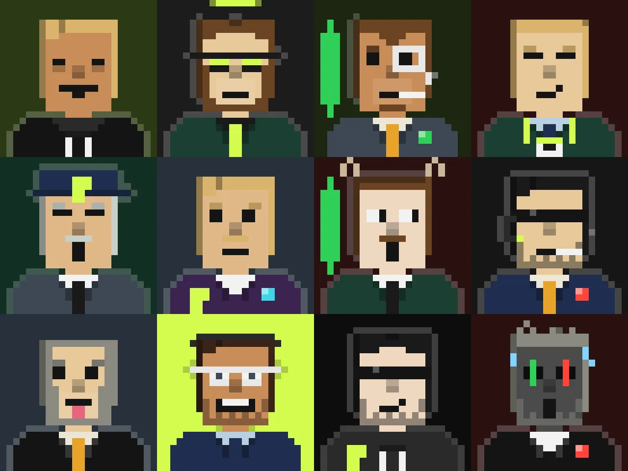Pons brokers, 50 pixel PFPs drawn by code
