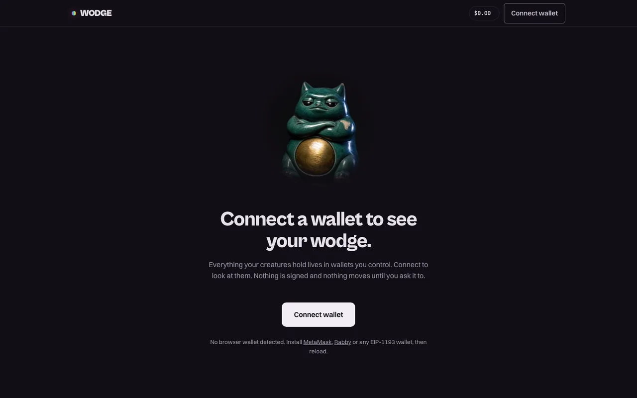 The app · wallet connect, den, sim